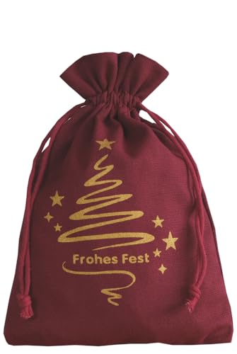 | 6 Weihnachtsbeutel - Tannenbaum- Frohes Fest- Bordeaux - Adventskalender, Weihnachten, Geschenkverpackung, Christkind (30x20 cm) von ORGANZABEUTEL24