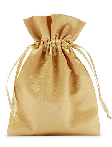 organzabeutel24 | 6 Satinsäckchen, Geschenkbeutel - 23x15 cm -Geschenkverpackung, Schmuck-Beutel, Stoffbeutel (gold) von ORGANZABEUTEL24