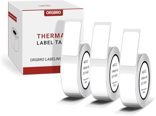 ORGBRO X1 Thermo-Etikettendruckpapier, 12 x 40 mm, Standard-laminiertes Büro-Etikettierband, Ersatz, 160 Bänder/Rolle, 3 Rollen, Weiß von ORGBRO