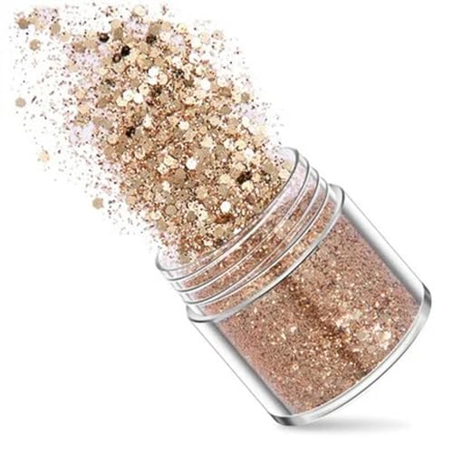 1 Flasche Roségold-Silber-Glitzer-Pailletten für Nagelkunst, 3D-glitzernde Pailletten-Anhänger, gemischte Größen, DIY-Nageldekorationen-153-1 Schachtel 10 ml von ORGEFY