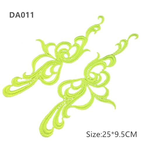 1 Paar fluoreszierend gelb Blumenspitze Applikation Patch Tango Latein Tanz Ballett Kostüme Kleid Nähen Basteln DA89 CDJ05-DA011-1 Paar von ORGEFY