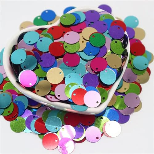 10/15/20/25 mm große Pailletten mit 1 Seitenloch, flach, rund, lose Pailletten, zum Nähen, Basteln, Anhänger, DIY, Scrapbooking, Mix, 20 mm, 50 Gramm, 450 Stück von ORGEFY