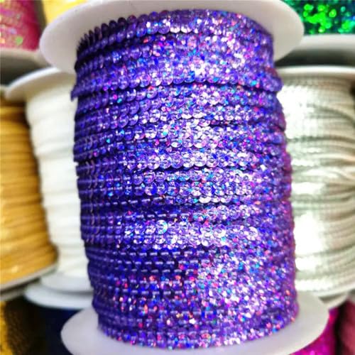 10 Yards 3mm Paillettenbesatz Scrapbooking Nähen für Bastelarbeiten Paillettenband Flockenschnur Spangle DIY Kleidung-violett-3mm von ORGEFY