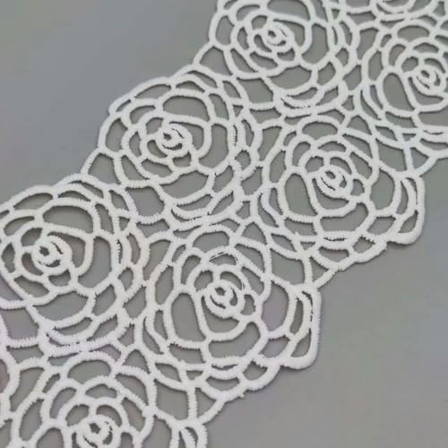 10 cm breites schwarzes Baumwoll-Polyester-Stoffband mit bestickten Blumen, Spitzenkragen, Ausschnittbesatz, Hochzeitsgeschenke, DIY-Bastelarbeiten, weiß, 13,7 m von ORGEFY