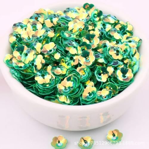 10 g/Packung 6 mm 8 mm konkave Pflaumenblumen-Pailletten Weihnachtsdekoration Basteln Pailletten DIY Ornament Nähzubehör-Nr. 07 Goldgrün-8 mm 400 Stück von ORGEFY