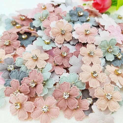 100 Stück 2,3 cm Blume mit Strassapplikationen für Kleidung, Hüte, Aufnäher, DIY-Kopfbedeckungen, Haarspangen, Schleifen, Deko-Accessoires, Mix von ORGEFY