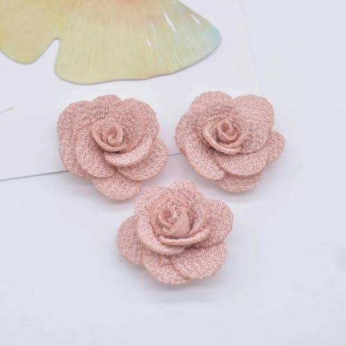 20 Stück 25 mm Mesh-Rosenblumen-Applikation für DIY-Kleidung, Hüte, Schuhe, Basteln, Nähen, Flicken, Kopfbedeckungen, Haarspangen, Dekorationszubehör, Muschelrosa von ORGEFY