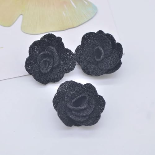 20 Stück 25 mm Mesh-Rosenblumen-Applikation für DIY-Kleidung, Hüte, Schuhe, Basteln, Nähen, Flicken, Kopfbedeckungen, Haarspangen, Dekorationszubehör, Schwarz von ORGEFY