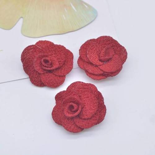 20 Stück 25 mm Mesh-Rosenblumen-Applikation für DIY-Kleidung, Hüte, Schuhe, Basteln, Nähen, Flicken, Kopfbedeckungen, Haarspangen, Dekorationszubehör, Weinrot von ORGEFY