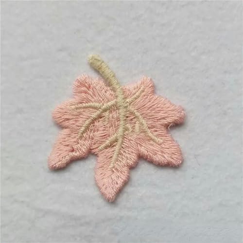 20 Stück 6 cm Ahornblatt-Blumen-Stickerei-Applikationen, handgefertigt, DIY-Nähzubehör, Patches, Kopfbedeckungen, Kleidungsdekoration, rosa von ORGEFY