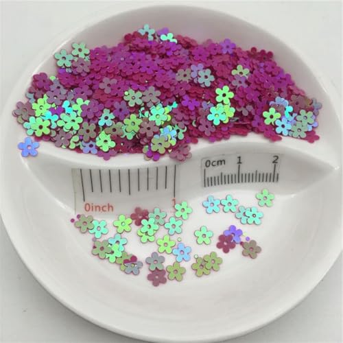 20 g 5 mm lose Pailletten in Blumenform, Glitzer-Pailletten für Nagelkunst, Maniküre/Nähen/Dekoration, Fuchsie, 150 g von ORGEFY