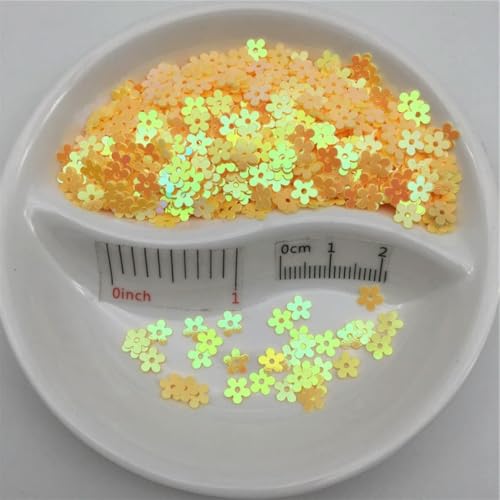 20 g 5 mm lose Pailletten in Blumenform, Glitzer-Pailletten für Nagelkunst, Maniküre/Nähen/Dekoration, Gelb, 150 g von ORGEFY