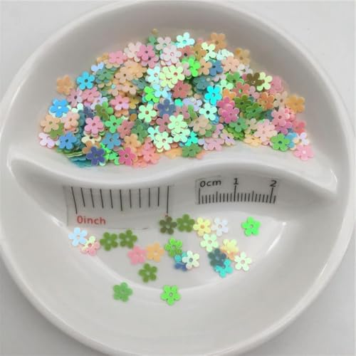 20 g 5 mm lose Pailletten in Blumenform, Glitzer-Pailletten für Nagelkunst, Maniküre/Nähen/Dekoration, Macaron, 150 g von ORGEFY