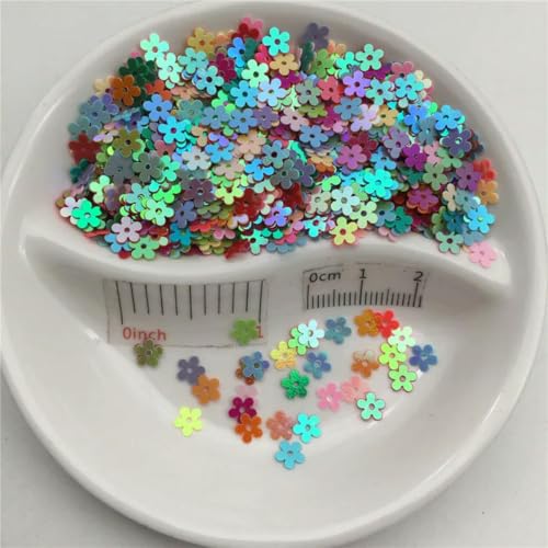 20 g 5 mm lose Pailletten in Blumenform, Glitzer-Pailletten für Nagelkunst, Maniküre/Nähen/Dekoration, Mix, 150 g von ORGEFY