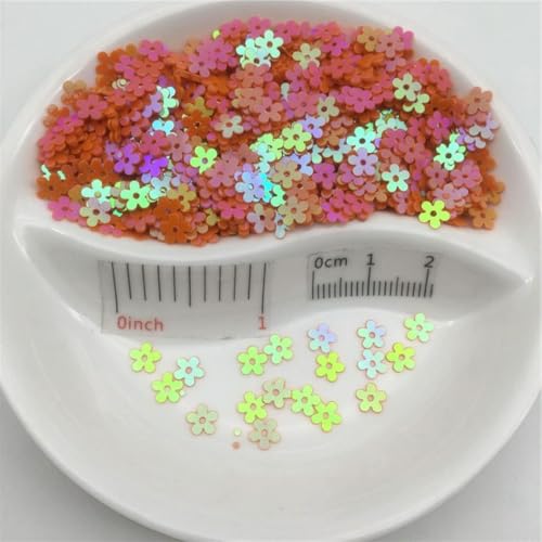 20 g 5 mm lose Pailletten in Blumenform, Glitzer-Pailletten für Nagelkunst, Maniküre/Nähen/Dekoration, Orange, 150 g von ORGEFY