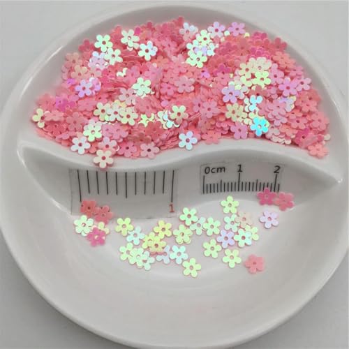 20 g 5 mm lose Pailletten in Blumenform, Glitzer-Pailletten für Nagelkunst, Maniküre/Nähen/Dekoration, Rosa, 150 g von ORGEFY