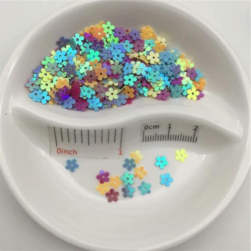 20 g 5 mm lose Pailletten in Blumenform für Nagelkunst, Maniküre/Nähen/Dekoration – Gelb, Blau, Purpur, Fuchsie – 150 g von ORGEFY