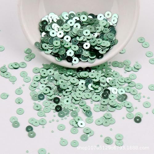 2000 Stück/Los 4 mm silberne Filmfarben-Pailletten, flache runde PVC-Pailletten, DIY-Bastelarbeiten, Nähen, 10 g, Minze, 4 mm, 10 g, 2000 Stück von ORGEFY