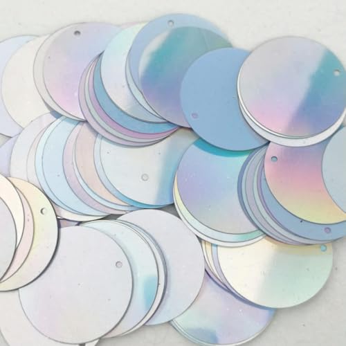 250 g flache, runde, lose Pailletten in Regenbogen-Metallic-Silber für Stickereien, Brautapplikationen, Kunsthandwerk, Verzierung – 40 mm von ORGEFY