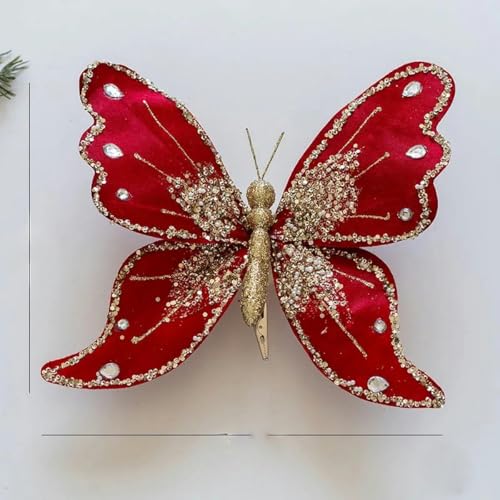 25×21cm Weihnachtsdekoration Stoff Pailletten Gold Anhänger Weihnachtsbaum Dekoration Anhänger-rot-1St von ORGEFY