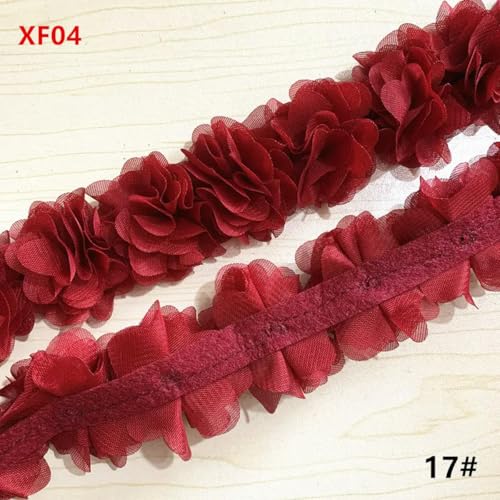 26 Blumen Chiffon Blumen DIY 5cm Breite Spitzenbesatz Spitzenband Dekoration Kleidung Accessoires XF04-17-26 BLUMEN von ORGEFY