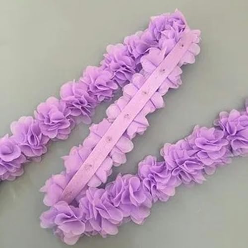 26 Blumen Chiffon Blumen DIY 5cm Breite Spitzenbesatz Spitzenband Dekoration Kleidung Accessoires XF04-9-26 BLUMEN von ORGEFY