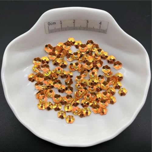 30 g 5 mm 6 mm 8 mm Cup Plum Blossom Lose Pailletten zum Nähen, Schuhe, Hüte, Kinder-DIY, Bastelzubehör-Gold-Orange-6 mm 150 g von ORGEFY