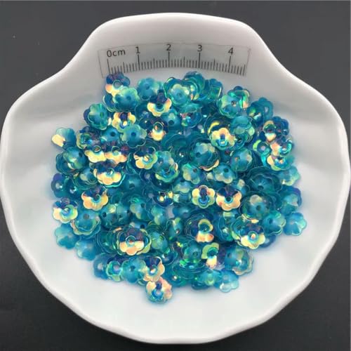 30 g 5 mm 6 mm 8 mm Cup Plum Blossom lose Pailletten Pailletten zum Nähen, Schuhe, Hüte, Kinder DIY, Bastelzubehör-Transparent Blau 1 Seite-6 mm 150 g von ORGEFY