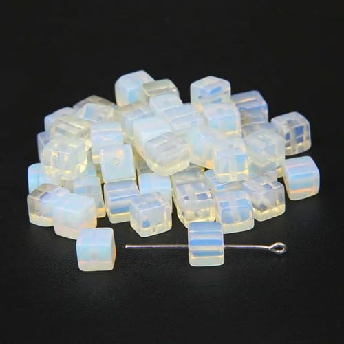 4 mm/6 mm/8 mm quadratische Perlen, Würfelstein, lose Abstandsperlen, DIY, handgefertigt zur Schmuckherstellung, Opal, 8 mm, ca. 20 Stück von ORGEFY