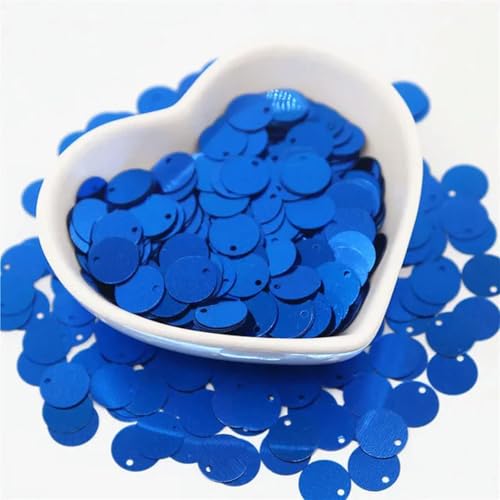 450 g 10/15/20/25 mm große Pailletten mit seitlichem Loch, flache, runde, lose Pailletten, DIY-Bastel-, Näh-, Scrapbooking-Anhänger, blau, 15 mm, 450 g von ORGEFY