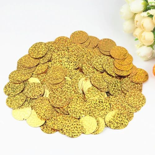 450 g 10/15/20/25 mm große Pailletten mit seitlichem Loch, flache, runde, lose Pailletten, DIY-Bastel-, Näh-, Scrapbooking-Anhänger-Gold-10 mm, 450 g von ORGEFY