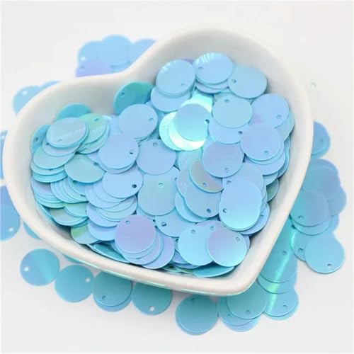 450 g 10/15/20/25 mm große Pailletten mit seitlichem Loch, flache, runde, lose Pailletten, DIY-Bastel-, Näh-, Scrapbooking-Anhänger-ab blau-20 mm 450 g von ORGEFY