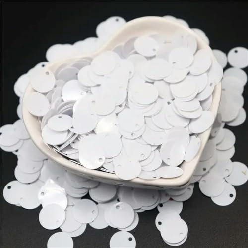 450 g 10/15/20/25 mm große Pailletten mit seitlichem Loch, flache, runde, lose Pailletten, DIY-Bastelarbeiten, Nähen, Scrapbooking, Anhänger, weiß, 10 mm, 450 g von ORGEFY