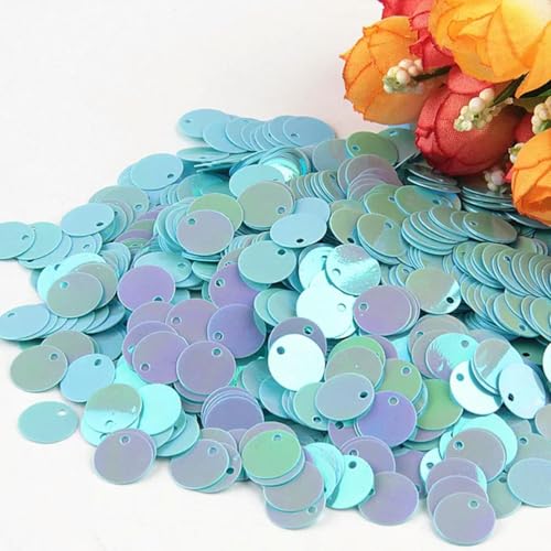 450 g bunte große runde Pailletten, 10, 15, 20–30 mm, lose runde Pailletten, Basteln, Nähen von Kleidung, DIY-Zubehör, ABblau, 30 mm, 450 g von ORGEFY