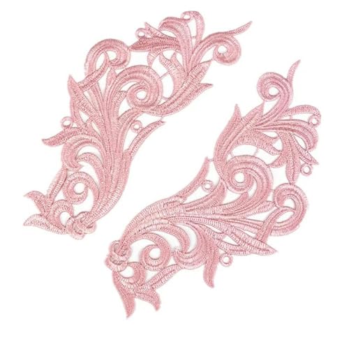 5 Paar fluoreszierende Farbe Blumen-Spitzen-Applikation Patch mehrfarbig Tango Latein Tanz Ballett Kostüme Kleid Dekor Nähen Handwerk DA005-pink 1-5 Paar von ORGEFY