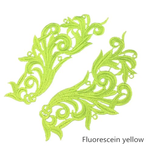 5 Paar fluoreszierende Farbe Blumenspitze Applikation Patch mehrfarbig Tango Latein Tanz Ballett Kostüme Kleid Dekor Nähen Handwerk DA005-fluoreszierend gelb-5 Paar von ORGEFY