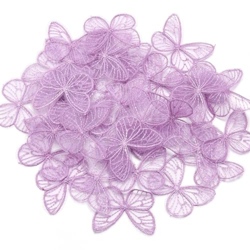 Bestickte Netz-Aufnäher, 3,5 x 4,5 cm, Stoff-Aufnäher, Applikationen für DIY-Kleidung, Kopfbedeckungen, Nähzubehör, Haarspangen, Zubehör, Lila, 20 Stück von ORGEFY