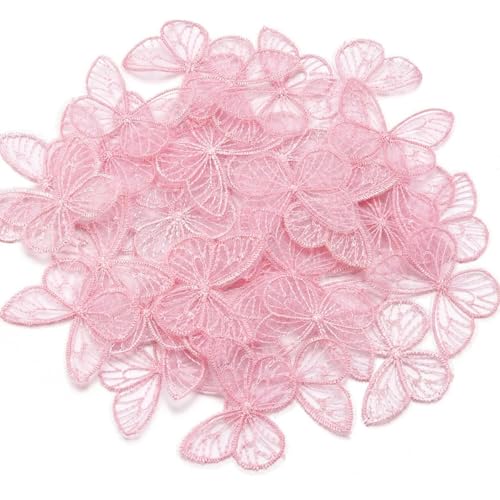 Bestickte Netz-Aufnäher, 3,5 x 4,5 cm, Stoff-Aufnäher, Applikationen für DIY-Kleidung, Kopfbedeckungen, Nähzubehör, Haarspangen, Zubehör, Rosa, 20 Stück von ORGEFY