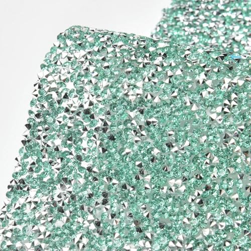 Bunter, 24 x 40 cm großer Kristall-Strass-Diamant-Netz-Hotfix-Aufkleberbogen, selbstklebend, für DIY-Taschen, Kleider, Kleidung, Schmuck, Basteln, Aquamarin, 24 x 40 cm, selbstklebend von ORGEFY