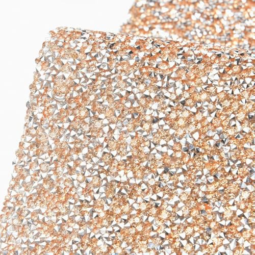 Bunter, 24 x 40 cm großer Kristall-Strass-Diamant-Netz-Hotfix-Aufkleberbogen, selbstklebend, für DIY-Taschen, Kleider, Kleidung, Schmuck, Basteln, Champagner, 24 x 40 cm, Hotfix von ORGEFY