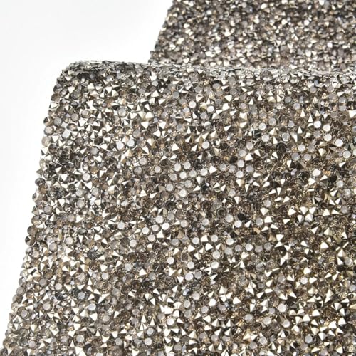 Bunter, 24 x 40 cm großer Kristall-Strass-Diamant-Netz-Hotfix-Aufkleberbogen, selbstklebend, für DIY-Taschen, Kleider, Kleidung, Schmuck, Basteln, Grau, 24 x 40 cm, Hotfix von ORGEFY