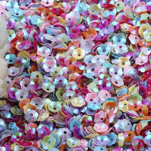 Matte rosa Blumen-Pailletten, 6 mm, Cup-Pailletten, lose für Handarbeiten, Basteln, Nähzubehör, Modeschmuck, 10 g/Los, Mix Cup, 10 g von ORGEFY