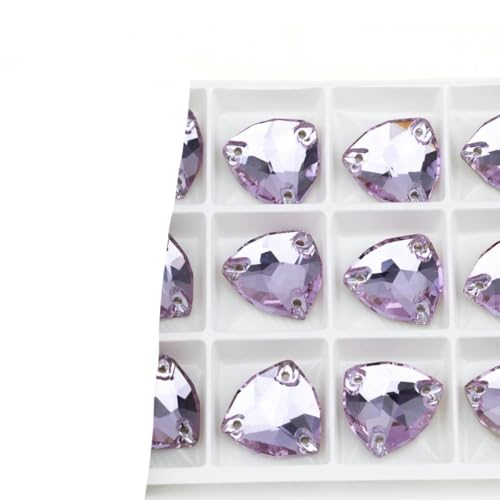 Mehrfarbige K9-Glas-Strasssteine zum Aufnähen, Kristall, flache Rückseite, Strass-Steine zum Aufnähen für DIY-Taschen, Kleidungsstücke, Violett, 12 x 12 mm, 28 Stück von ORGEFY