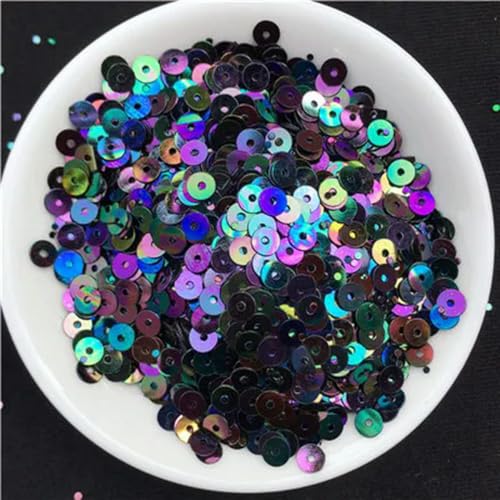 Mischfarben 3 mm 4 mm 5 mm 6 mm flache runde lose Pailletten Pailletten zum Nähen Basteln zum Dekorieren von Kleidungsstücken DIY-Zubehör-plattiert schwarz-4 mm 2000 Stück 10 g von ORGEFY