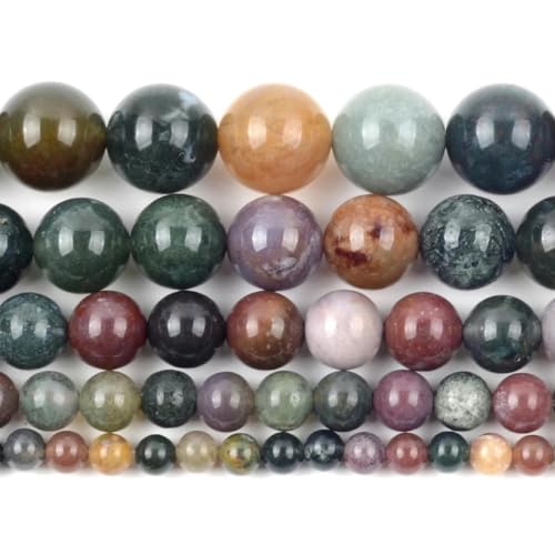 ORGEFY 4/6/8/10 mm, runde Lava-Jade-Charms, lose Perlen für Schmuckherstellung, DIY-Armband, Zubehör, indischer Achat, 4 mm, 88–91 Stück von ORGEFY