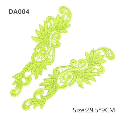 Paar fluoreszierend gelb Blumenspitze Applikation Patch Tango Latein Tanz Ballett Kostüme Kleid Nähen Basteln DA89 CDJ05-DA004-1 Paar von ORGEFY