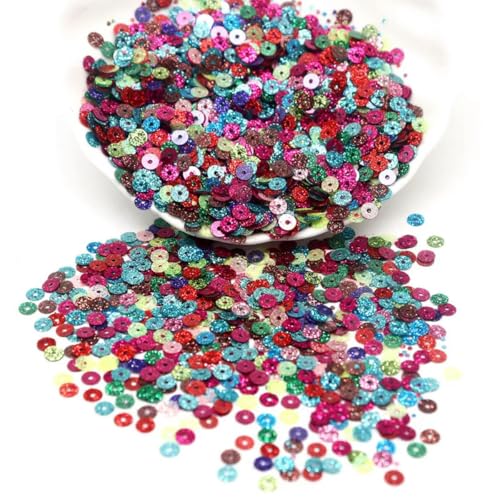 Pailletten 3 mm 4 mm 6 mm 10 mm Champagner-Glitzer-Pailletten Silber Schwarz Flache, runde, lose Pailletten für DIY-Kleidungsstücke Nähzubehör-Mix-10 mm 10 Gramm von ORGEFY