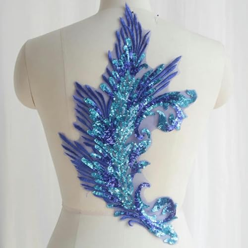 Phoenix Pailletten Patches Stickerei Spitze Applikation Hochzeit Dekore 42 * 28CM-Blau von ORGEFY