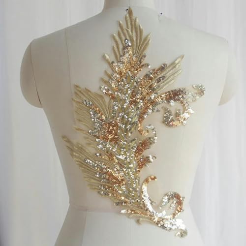 Phoenix Pailletten Patches Stickerei Spitze Applikation Hochzeit Dekore 42 * 28CM-Gold von ORGEFY