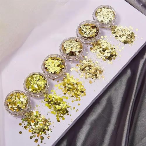 Roségold-Silber-Glitzerpulver-Pailletten, 3D-glitzernde Pailletten-Anhänger für DIY-Nagel-Epoxidharz-Kerzen-Maniküre-Dekoration-01 von ORGEFY